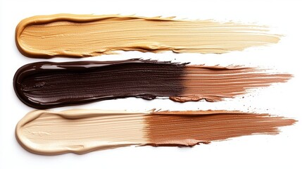 Detailed 3D beauty product swatches featuring eye shadows, powder, and foundation textures for cosmetic presentations.