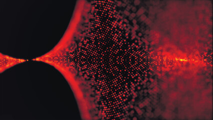 Wall Mural - futuristic particle wave. abstract technology background. rotating swirling particle shapes. dark ba