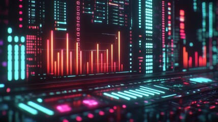 Leinwandbilder - Colorful Digital Data Visualization Background