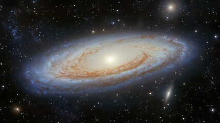 Wall Mural - galactic spiral galaxy captured in a vast cosmic landscape with bright star clusters and nebulae
