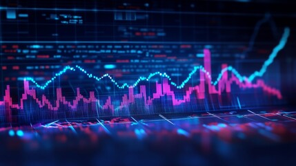 Leinwandbilder - Colorful Digital Stock Market Data Visualization