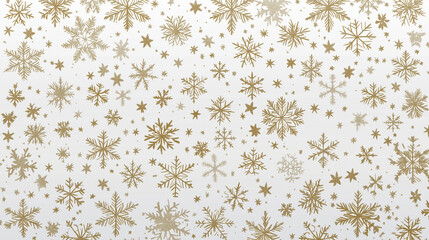Wall Mural - christmas background with gold snowflakes and stars pattern, white background