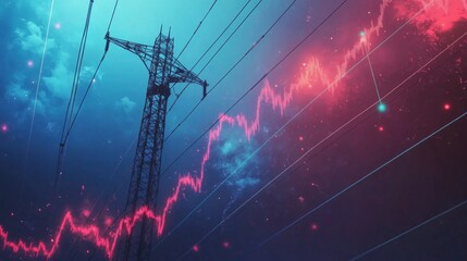 Poster - Electric Tower with Abstract Graphical Design