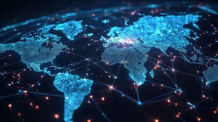 Aufkleber - Global Network Connections with Digital Map Visualization