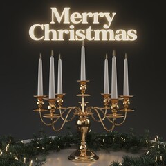 Wall Mural - 3D background of decorated Christmas candles