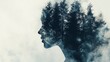 © Emiliia - A tranquil double exposure silhouette merging human form with forest scenery at dusk
