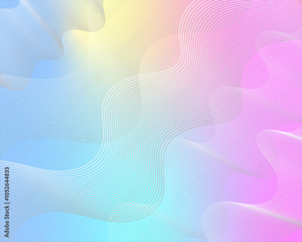 Pastel Gradient Abstract Vector with Fluid Wavy Lines Soft and Dreamy ...