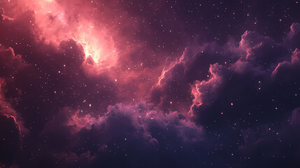 Wall Mural - A stunning image of a nebula in deep space, showcasing stars, interstellar clouds, and cosmic dust. bright stars glow against a dark sky filled with galactic formations. Galactic Nebula. Illustration