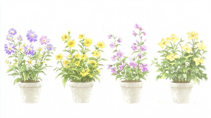 Wall Mural - Colorful Flowers in Pots Arrangement