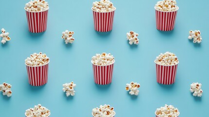 popcorn cups on blue background