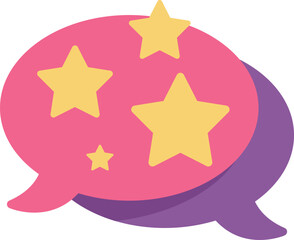 Wall Mural - Pink speech bubble containing yellow stars is expressing positive feedback