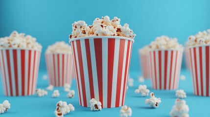 popcorn cups on blue background