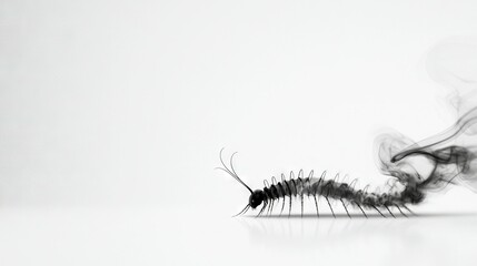 Wall Mural -   A close-up of a black and white photo of a toothbrush with smoke emerging from its head