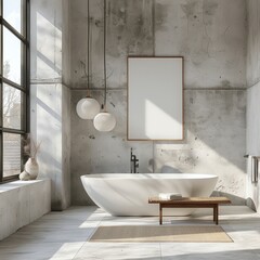 Wall Mural - Modern Bathroom With Freestanding Tub and Pendant Lights