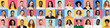 © Prostock-studio - Collage Of Cheerful Mixed Millennials Portraits, Different Real People Smiling Posing On Colorful Backgrounds. Panorama