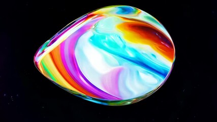 Canvas Print - black abstract background shape iridescent gradient wavy liquid colourful three-dimensional graphic 