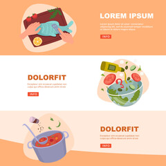 Wall Mural - preparing food. concept pictures with fresh ingredients for boiling and preparing food on kitchen