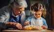 © Valentyna - Grandmother and granddaughter baking together