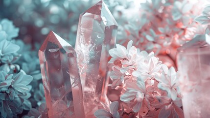 crystal prism closeup in duotone garden cinematic shot