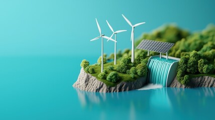 Renewable Energy Landscape with Wind and Water Power