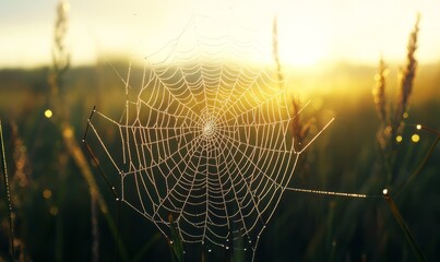 Morning Dew on Spider Webs