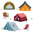 © Lena May - Colorful cartoon camping tents collection on white background