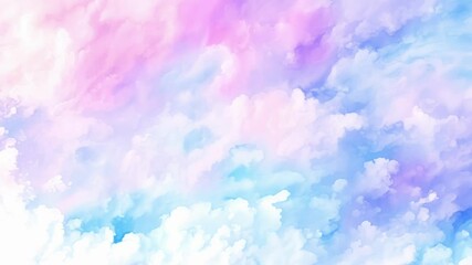 Wall Mural - Soft pastel hues of pink. Blue. And purple blend seamlessly in this dreamy. Ethereal cloudscape. The animation showcases a captivating morphing effect. Adding a touch of magic and wonder to the scene