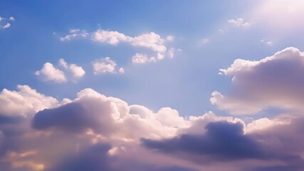 Wall Mural - Surreal dreamlike collage of cumulus clouds forming and evolving in a blue sky, creating a captivating and otherworldly visual experience