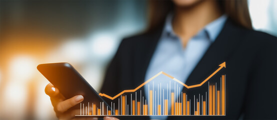  Business person evaluates metrics for charts and graphs with statistics to innovative analyze business potential and forecast future development of companies growth., setting goals for expansion.