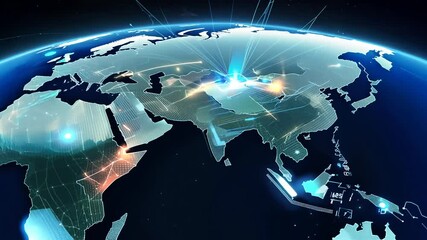 Wall Mural - space 3d technology view global planet information social concept globe rendering network earth anim