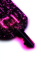 Sticker - Key with glowing effects on a white isolate background.