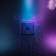 © JohnDesignHub - Microchip Glows With Purple And Blue Neon Circuit Lines