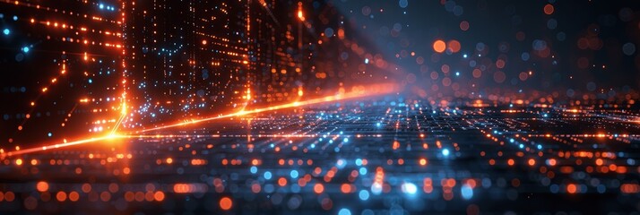 Wall Mural - futuristic abstract technology background with digital data and circuit elements