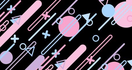 Wall Mural - geometric shape abstract loop animation. infinity motion graphic shapes loop animation on black back