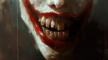 Wall Mural - A Creepy Close-Up of a Smile: Digital Painting