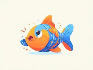 Canvas Print - Cute Cartoon Fish Illustration