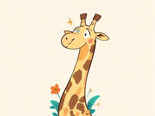 Sticker - Cute Giraffe Illustration