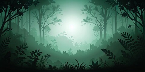 Wall Mural - dark green backgrounds with silhouette of plants