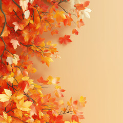 Wall Mural - Autumn Leaves on Soft Orange Background for Seasonal Decor and Fall-Themed Designs Copy Promotions