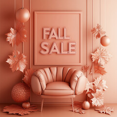 Wall Mural - Fall Sale Sign in Autumn-Themed Room Decor for Seasonal Promotions and Festive Displays