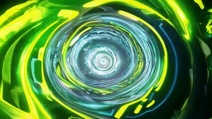 Wall Mural - Journey calming retro neon tunnel that warps moves hyperspace capturing essence energy euphoria green galaxy beautifully 4K 30fps abstract astronomy background hallucinogen dreamy blue