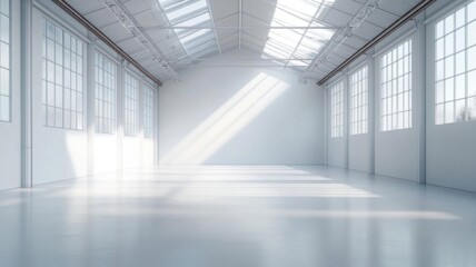 Wall Mural - warehouse interior with skylights, bright and spacious, clean logistics environment