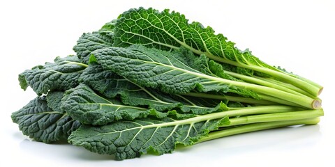 Green leaves of Chinese kale isolated on white background , Chinese kale, collards, green, leaves, vegetable, healthy, fresh