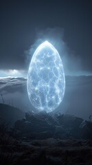 Wall Mural - glowing cosmic egg in a fantasy landscape