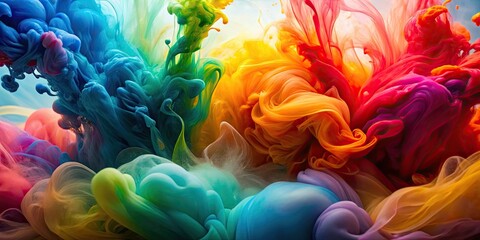 Wall Mural - Colorful ink swirling in water creating abstract and vibrant patterns, ink, colorful, water, abstract, vibrant, swirl, fluid