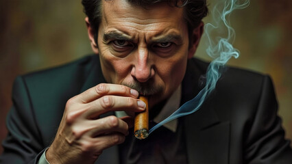 Crime Boss Smoking Cigar