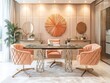 © Agus - Chic and modern study room with cream walls and peach accents