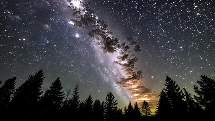 Wall Mural - trees milky way sky beautiful night a galaxy nature tree space astronomy star starry science blue da