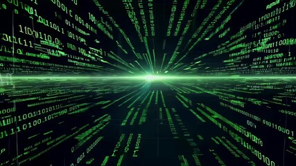 abstract matrix background featuring binary code symbolizing es coding hacking captured motion tech options 4K Full HD video renders cyber bit black generated design programming