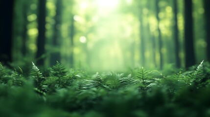 Green Forest Ferns Background